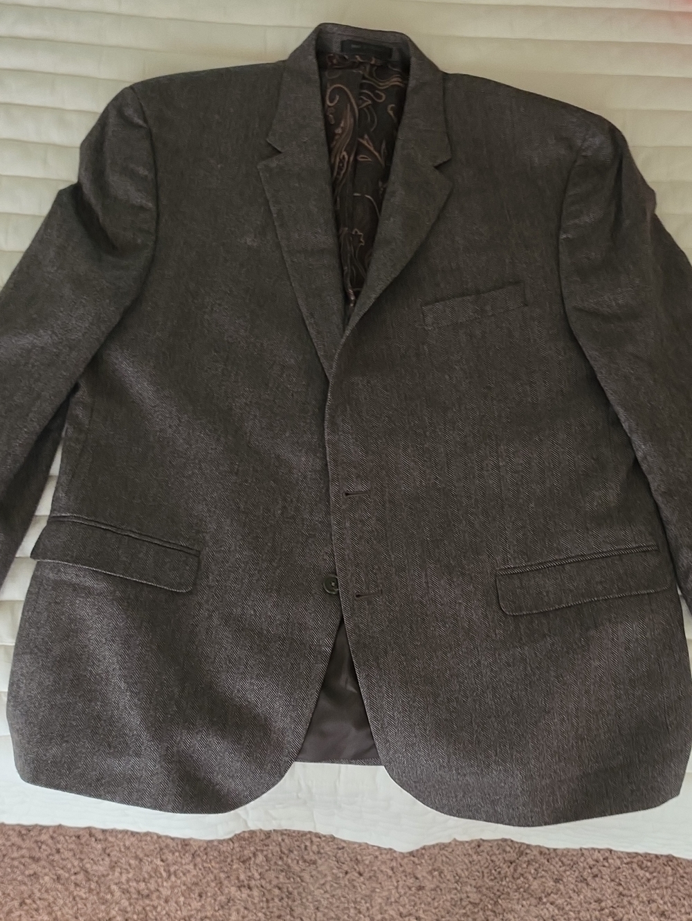 Lauren Ralph Lauren Blazer Mens 48R Herringbone Wool Cashmere Lined 2 Buttons
